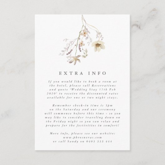 Minimal Überfluss getrocknete Wildblume Pampas Hoc Begleitkarte (Vorderseite)