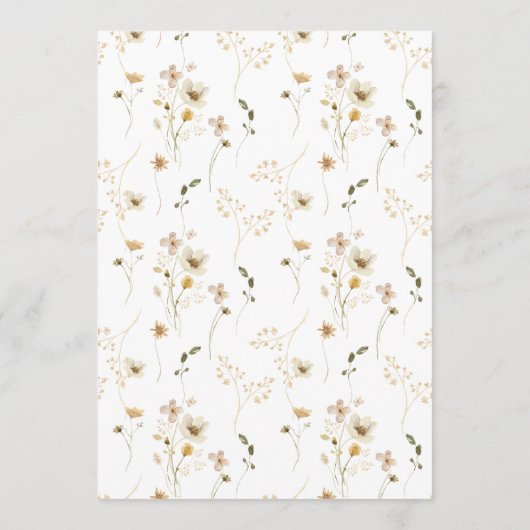 Minimal Überfluss getrocknete Wildblume Pampas Hoc Einladung (Rückseite)