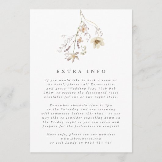 Minimal Überfluss getrocknete Wildblume Pampas Hoc Einladung (Vorderseite)