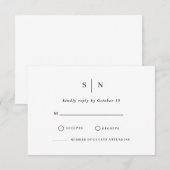 Minimal und Chic | Black and White Wedding RSVP Ca Karte (Vorne/Hinten)