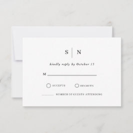 Minimal und Chic | Black and White Wedding RSVP Ca Karte