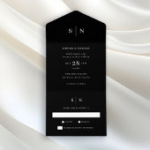 Minimal und Chic Black | Hochzeit All In One Einladung