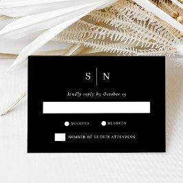 Minimal und Chic Black | Hochzeit RSVP Karte