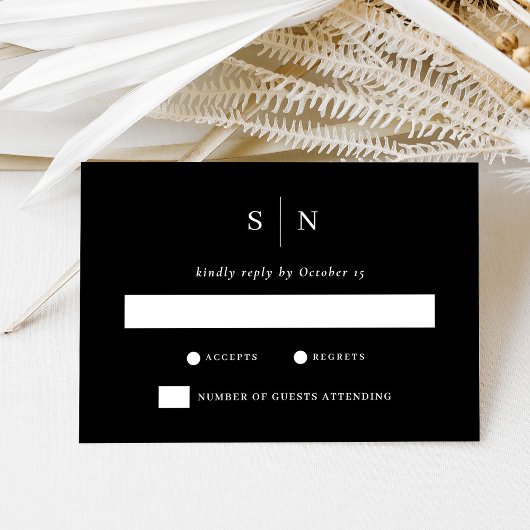 Minimal und Chic Black | Hochzeit RSVP Karte