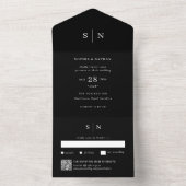 Minimal und Chic Black | QR Code Hochzeit All In One Einladung (Innen Boden)