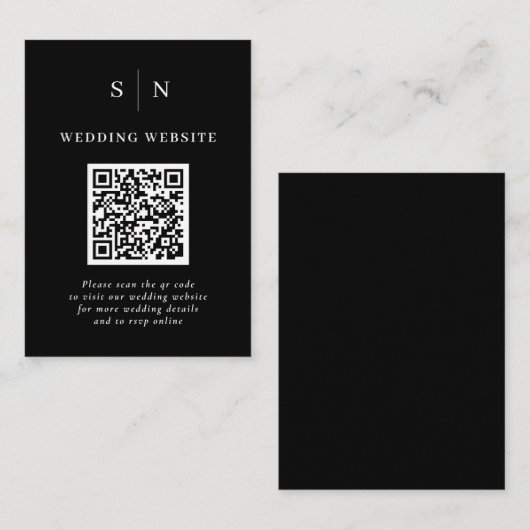 Minimal und Chic | Black QR Code Wedding Begleitkarte (Vorne/Hinten)