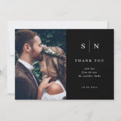 Minimal und Chic | Black Two Foto Wedding Dankeskarte (Vorderseite)