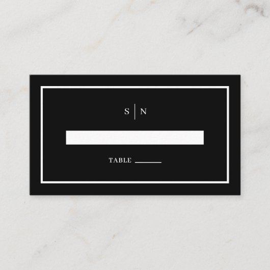 Minimal und Chic | Black Wedding Flat Platzkarte (Vorderseite)