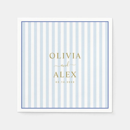 Minimal und Chic Blue Französisch Personalisiert H Serviette (Vorderseite)