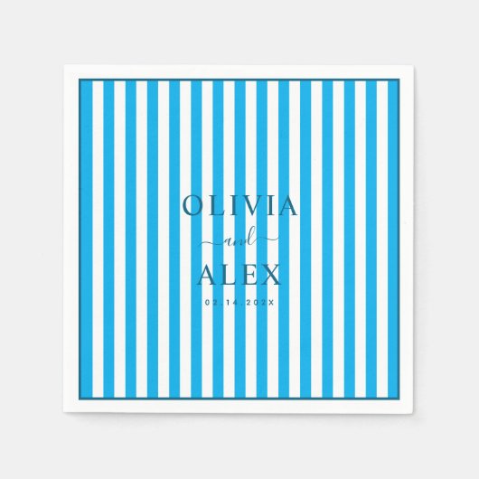 Minimal und Chic Blue Französisch Personalisiert H Serviette (Vorderseite)
