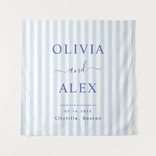 Minimal und Chic Blue Französisch Personalisiert H Wandteppich (Vorderseite)