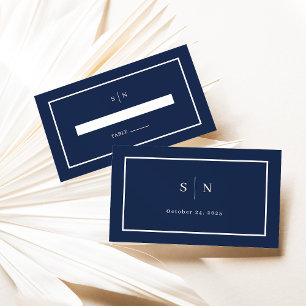 Minimal und Chic   Blue Wedding Flat Platzkarte