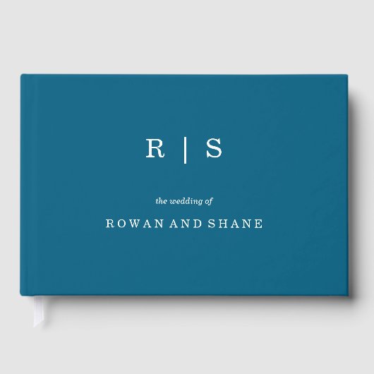Minimal und Chic Blue | White Border Guest Book Gästebuch (Vorderseite)