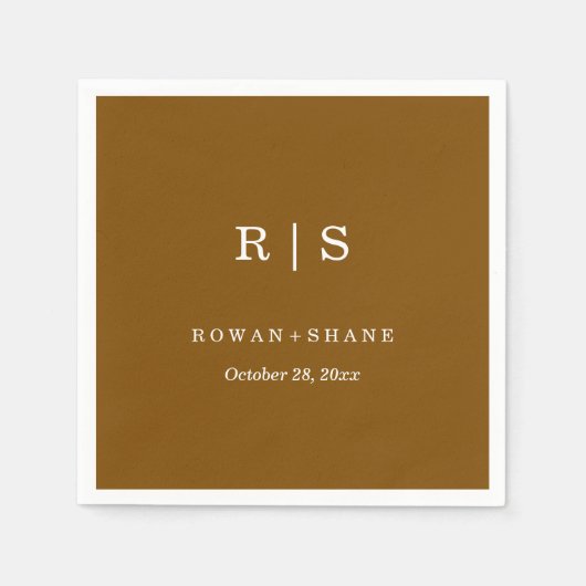 Minimal und Chic | Braun Wedding Napkin mit White Serviette (Vorderseite)