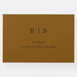Minimal und Chic Brown | Black Schriftart Wedding  Gästebuch