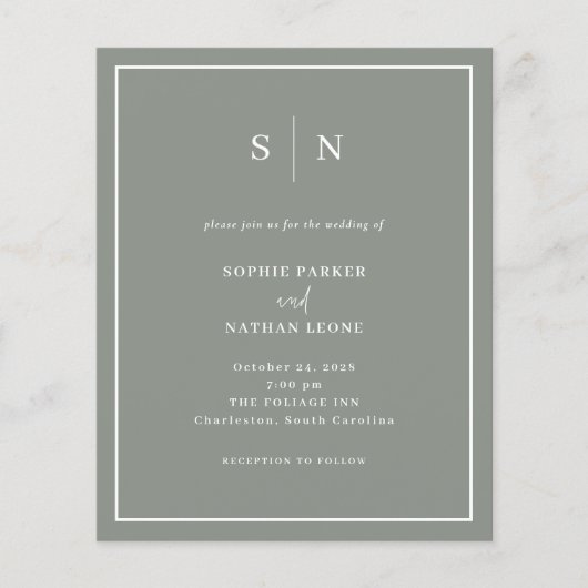 Minimal und Chic Budget QR Code Einladung Hochzeit (Vorderseite)