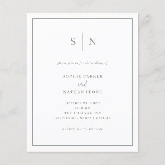 Minimal und Chic Budget QR Code Einladung Hochzeit (Vorderseite)