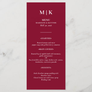 Minimal und Chic   Burgund und Weiße Hochzeit Menükarte