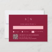 Minimal und Chic Burgundy Traditioneller und QR-Co RSVP Karte (Vorderseite)