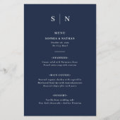 Minimal und Chic | Dark Navy Blue Wedding Menu Flyer (Vorne)