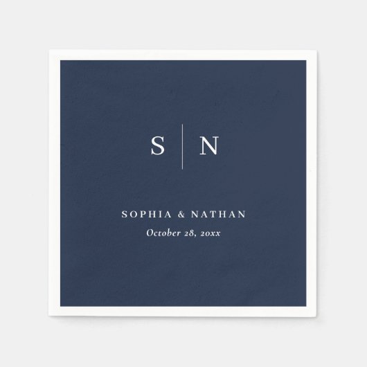 Minimal und Chic | Dark Navy Blue Wedding Serviette (Vorderseite)