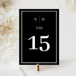 Minimal und Chic | Dunkelschwarz mit Grenzhochzeit Tischnummer<br><div class="desc">Diese eleganten,  modernen Tischnummern zeichnen sich durch ein schlichtes,  dunkelschwarz-minimalistisches Textdesign aus. Fügen Sie Ihre Initialen oder Monogramme hinzu,  um sie komplett zu Ihrem eigenen zu machen.</div>