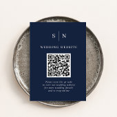 Minimal und Chic | Dunkle Navy Blue QR Code Hochze Begleitkarte