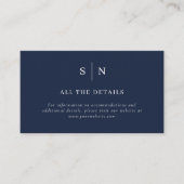 Minimal und Chic | Dunkle Navy Blue Wedding Detail Begleitkarte (Vorderseite)