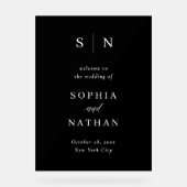 Minimal und Chic | Dunkle Schwarze Hochzeit Willko Acrylschild (Vorderseite)