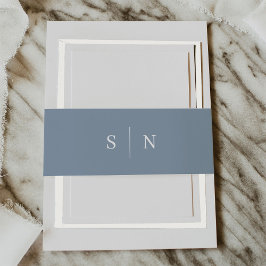 Minimal und Chic | Dusty Blue and White Monogram Einladungsbanderole