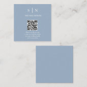 Minimal und Chic | Dusty Blue and White QR Code Begleitkarte (Vorne/Hinten)