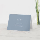 Minimal und Chic | Dusty Blue and White Wedding Dankeskarte (Vorderseite)