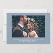 Minimal und Chic | Dusty Blue Two Foto Wedding Dankeskarte (Rückseite)