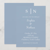 Minimal und Chic | Dusty Blue Wedding Einladung (Vorne/Hinten)