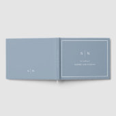 Minimal und Chic Dusty Blue | White Border Wedding Gästebuch (Voll)