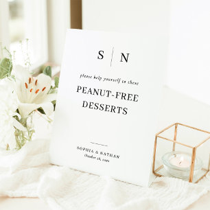 Minimal und Chic Erdnussfreie Desserts Hochzeite Sockelschild
