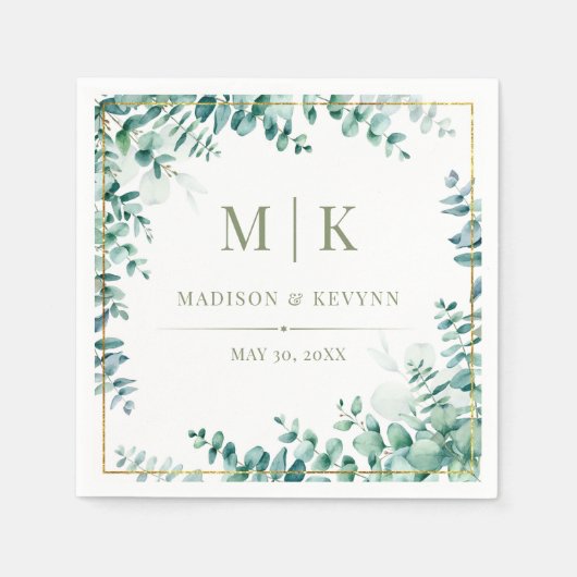 Minimal und Chic | Eucalyptus Wedding Napkins Serviette (Vorderseite)
