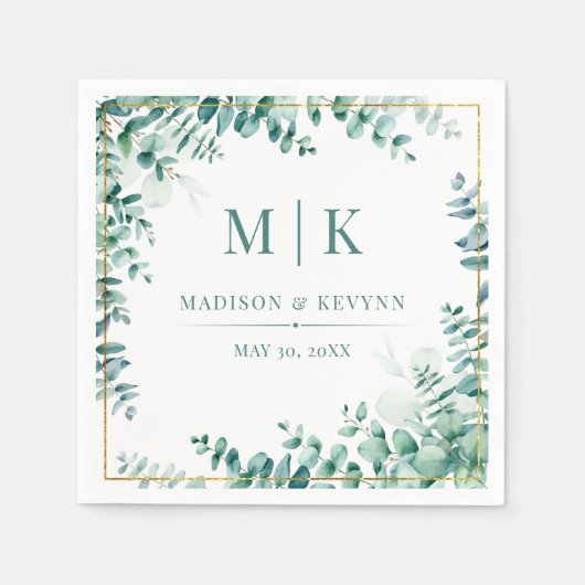 Minimal und Chic | Eucalyptus Wedding Napkins Serviette (Vorderseite)