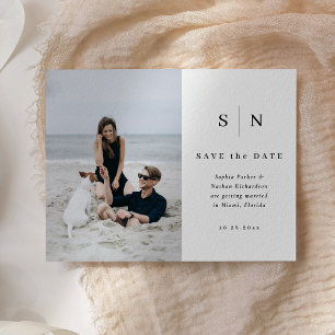 Minimal und Chic   Foto Hochzeit Datum speichern Postkarte