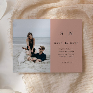 Minimal und Chic   Foto Hochzeit Datum speichern Postkarte