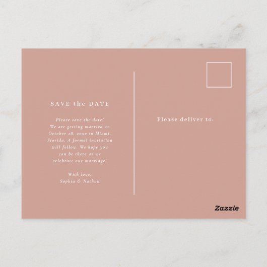 Minimal und Chic | Foto Hochzeit Datum speichern Postkarte (Rückseite)