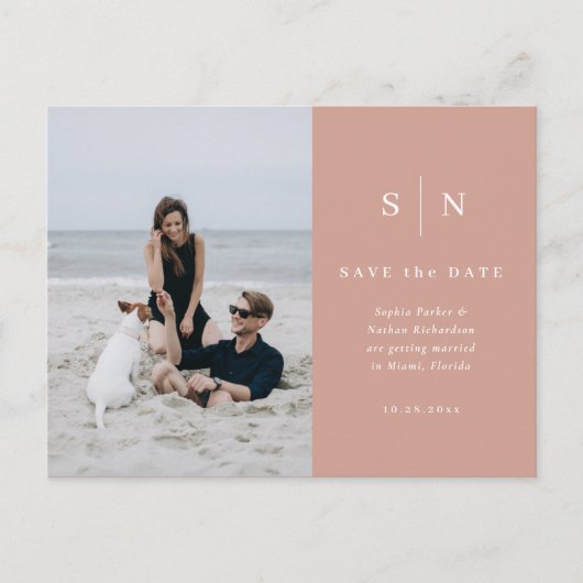 Minimal und Chic | Foto Hochzeit Datum speichern Postkarte (Vorderseite)
