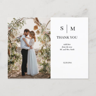 Minimal und Chic Foto Wedding Vielen Dank Postkarte
