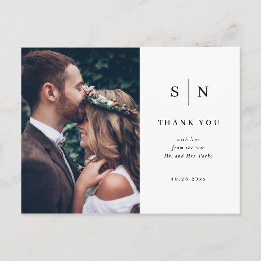 Minimal und Chic | Foto Wedding Vielen Dank Postkarte (Vorderseite)