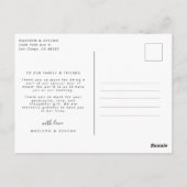 Minimal und Chic | Foto Wedding Vielen Dank Postkarte (Rückseite)