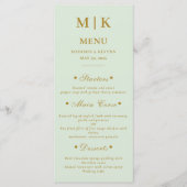 Minimal und Chic | Gold und Grüne Hochzeit Menükarte (Vorderseite)