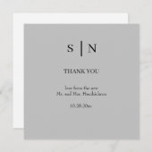 Minimal und Chic | Graue und schwarze Hochzeit Dankeskarte (Vorne/Hinten)