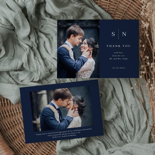 Minimal und Chic | Hochzeit von Navy Blue Two Foto Dankeskarte