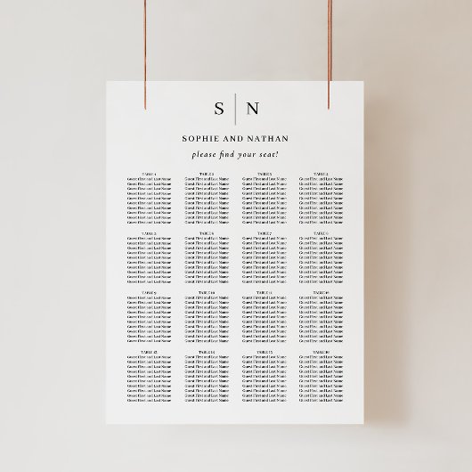 Minimal und Chic | Hochzeitssitzdiagramm Poster