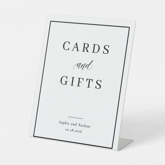 Minimal und Chic | Karten und Geschenke Hochzeiten Sockelschild (Vorderseite)